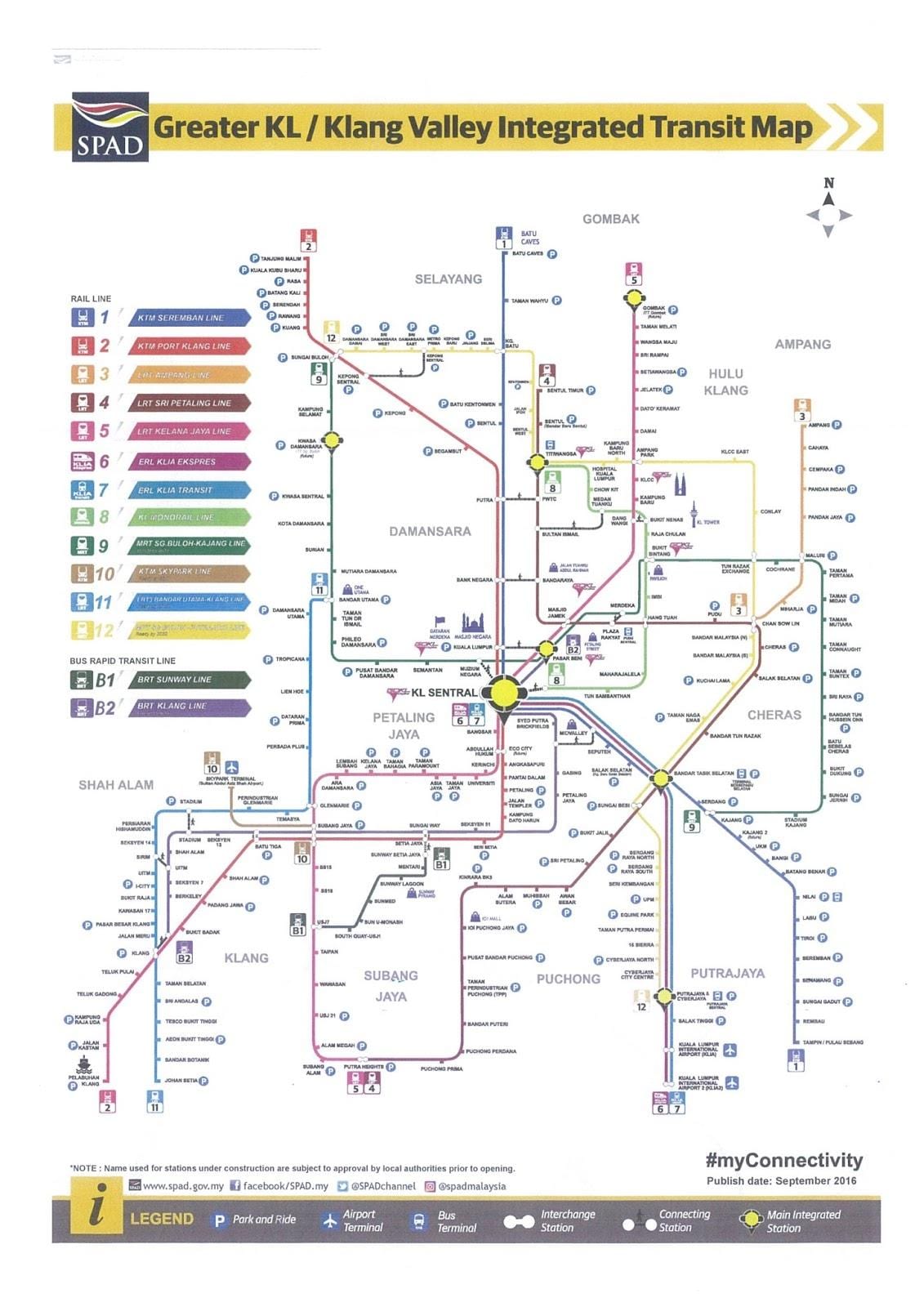 கோலாலம்பூர் போக்குவரத்து ரயில் வரைபடம்