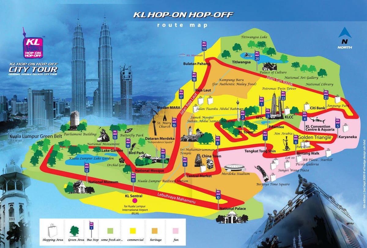 கோலாலம்பூர் ஹாப் ஹாப் ஆஃப் பாதைக்கு வரைபடம்