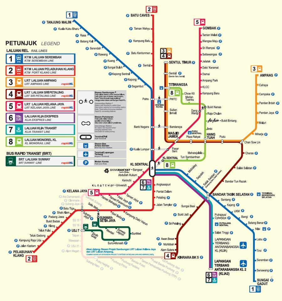 கோலாலம்பூர் lrt வரைபடம் 2016